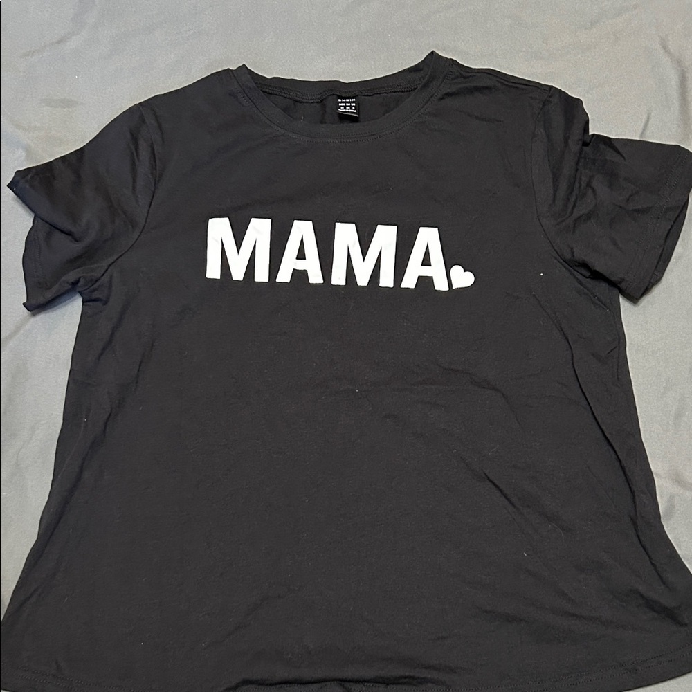 SHEIN Black Tee with White MAMA Graphic